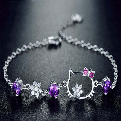 925 Sterling Silver Cute Hello Kitty Bracelet