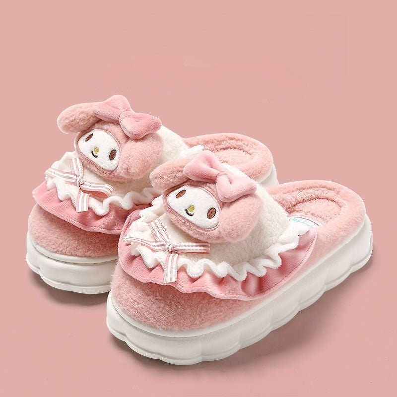 Hello Kitty and Melody Soft Plush Cozy Slippers