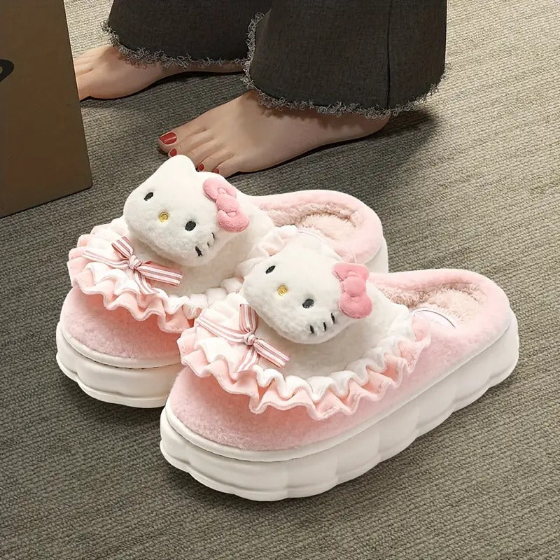 Hello Kitty and Melody Soft Plush Cozy Slippers