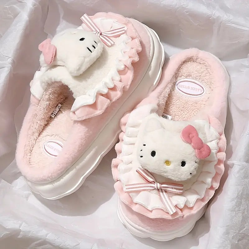 Hello Kitty and Melody Soft Plush Cozy Slippers