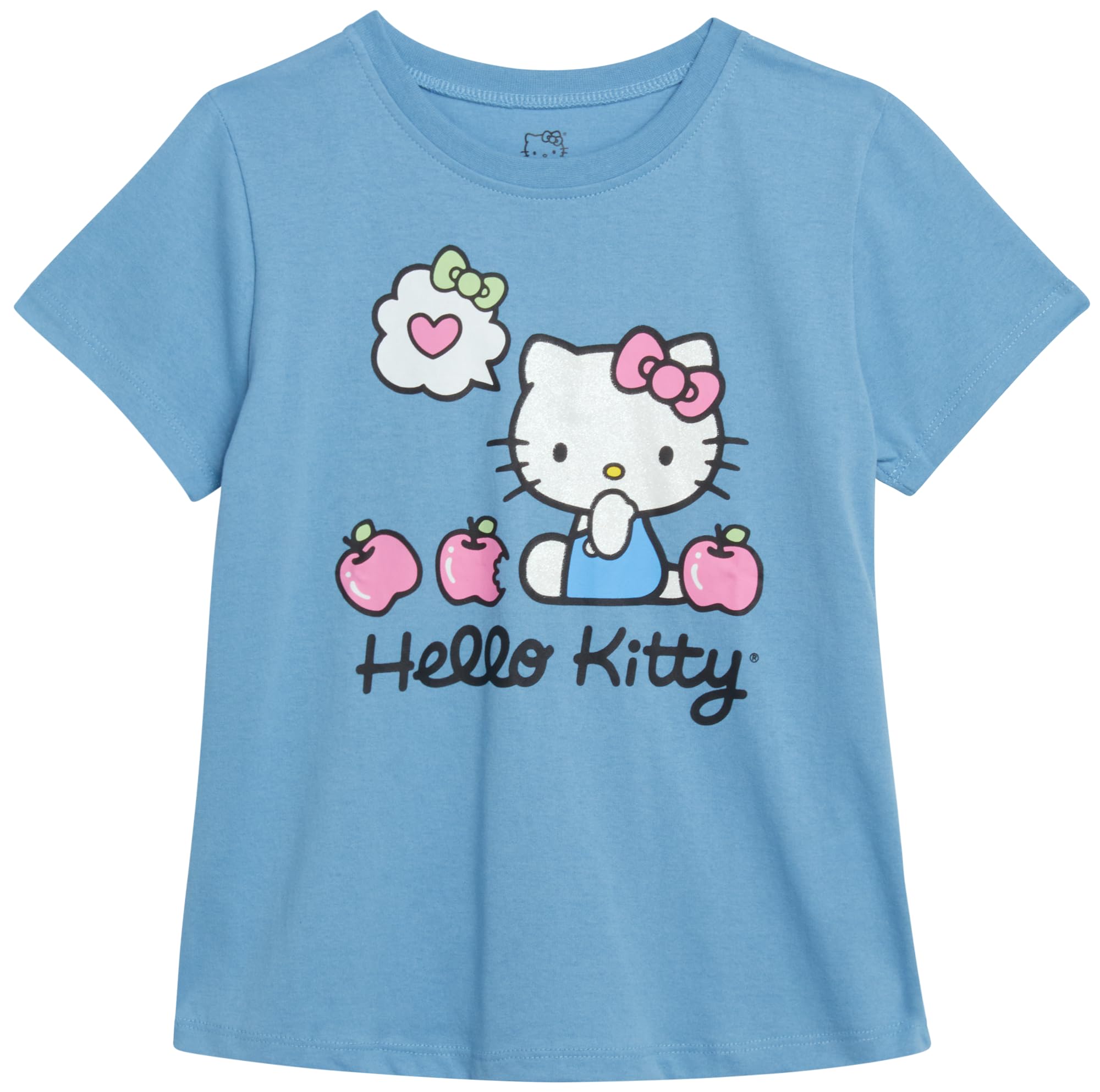 Hello Kitty Girls T-Shirt - Short Sleeve Hello Kitty Graphic T Shirts for Girls (4-12) Size 5/6 Blue Hello Kitty