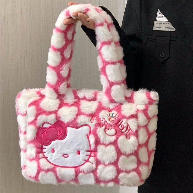 Cute Plush Hello Kitty Shoulder Handbag for Girls