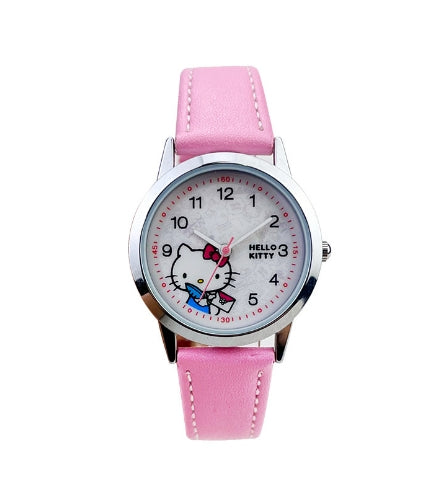Hello Kitty Cartoon Pink Quartz Watch for Girls