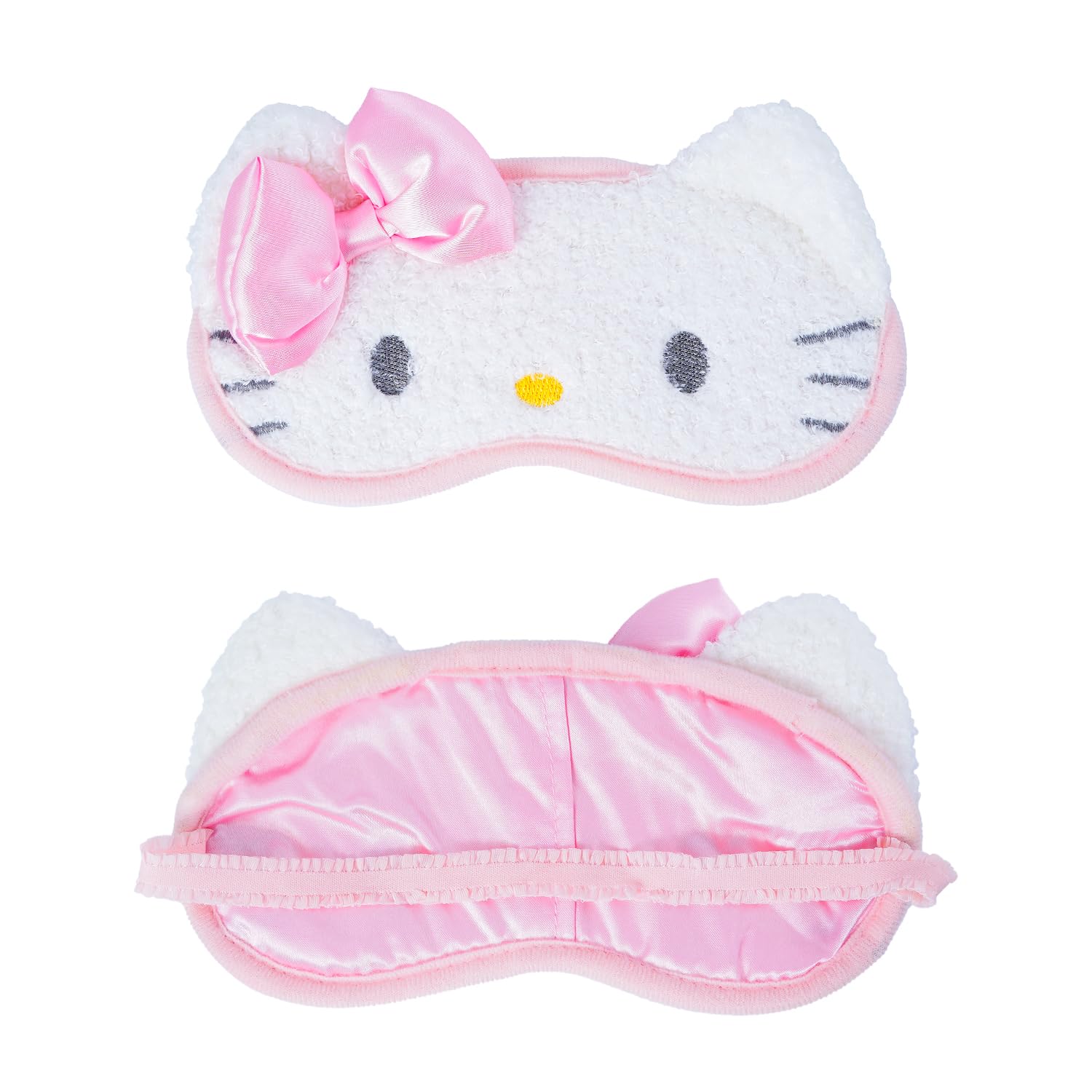 Cartoon Kitty Sleep Eye Mask Kitty Face Eye Cover Kitty Sleeping Mask Soft Faux Fur Kitty Blindfolds for Teen (White)