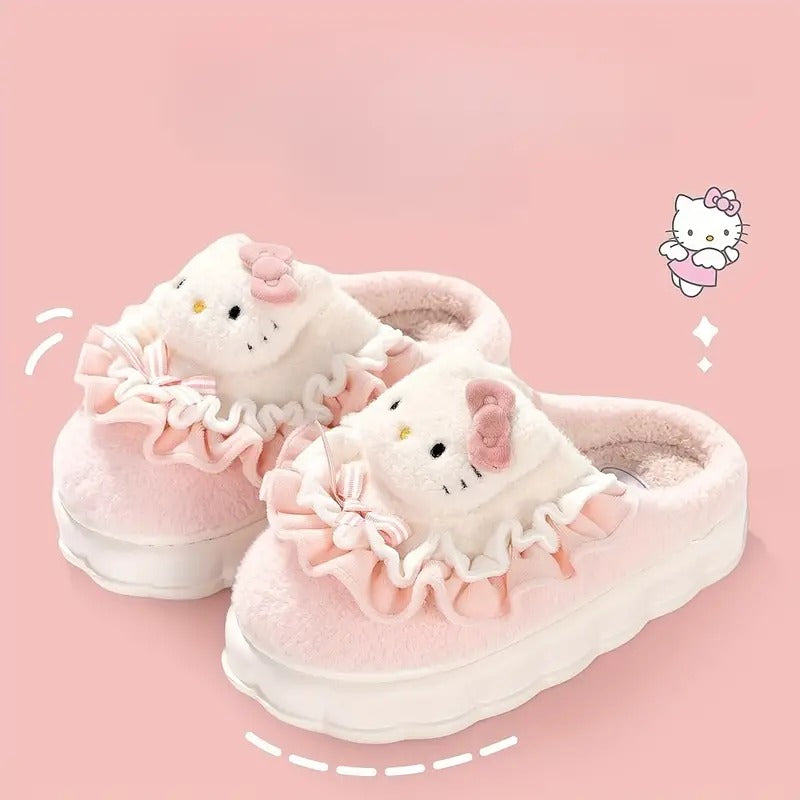 Hello Kitty and Melody Soft Plush Cozy Slippers